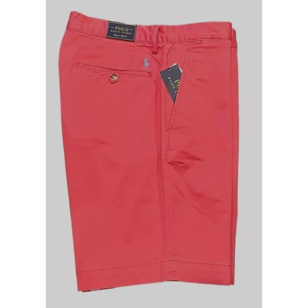 Polo Ralph Lauren Mens Starboard Red 33 Classic Fit Stretch 9" Flat Front Shorts - Picture 8 of 11